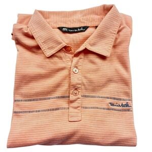 Travis Mathew Polo Shirt Mens Lg. Peach Pink Pima Cotton Performance Golf Luxury